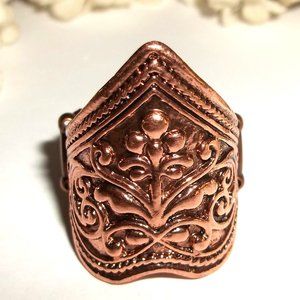 Adjustable Ring Red Copper Statement Boho Style Stretchy Woman Girl Jewelry C179